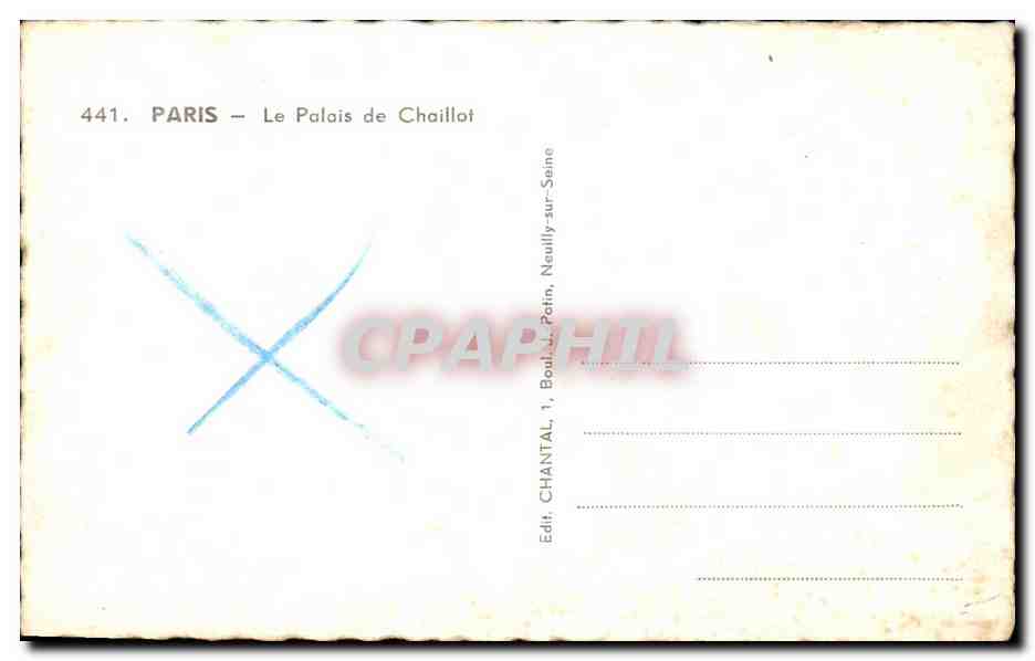 CPA Paris Le Palais de Chaillot — Verso