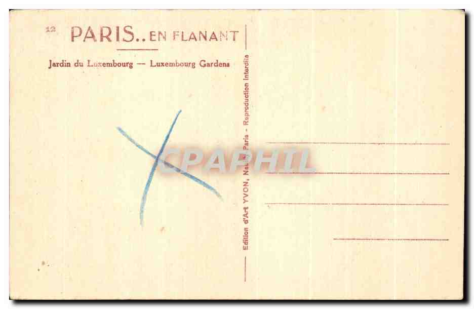 CPA Paris Jardin du Luxembourg Luxembourg Gardens — Verso