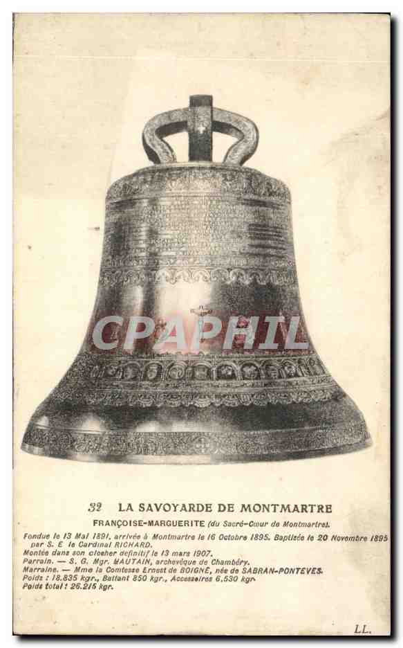 CPA La Savoyarde de Montmartre Paris Cloche Clock Bell Sacre Coeur 