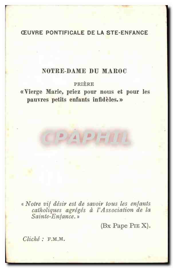 CPA Notre Dame du Maroc Priere — Rückseite