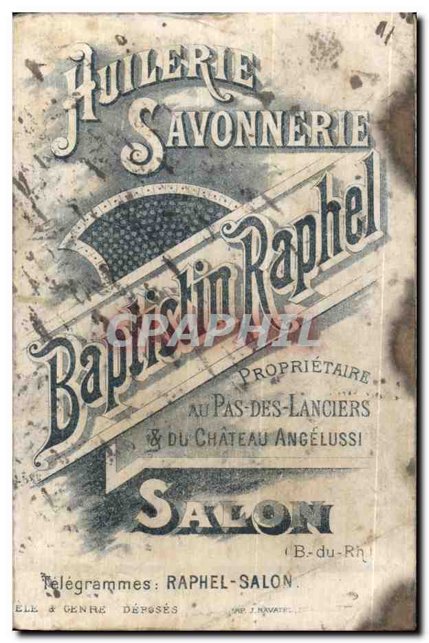 CPA Maison a Nice Le coq de bruyere Huilerie Savonnerie Baptistin Raphel — Rückseite