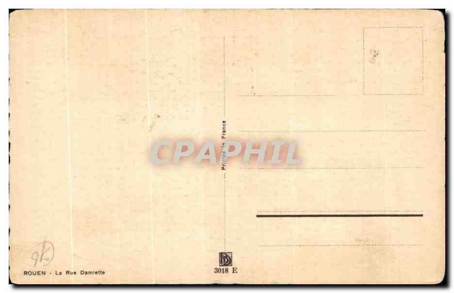 CPA Rouen La Rue Damiette — Rückseite