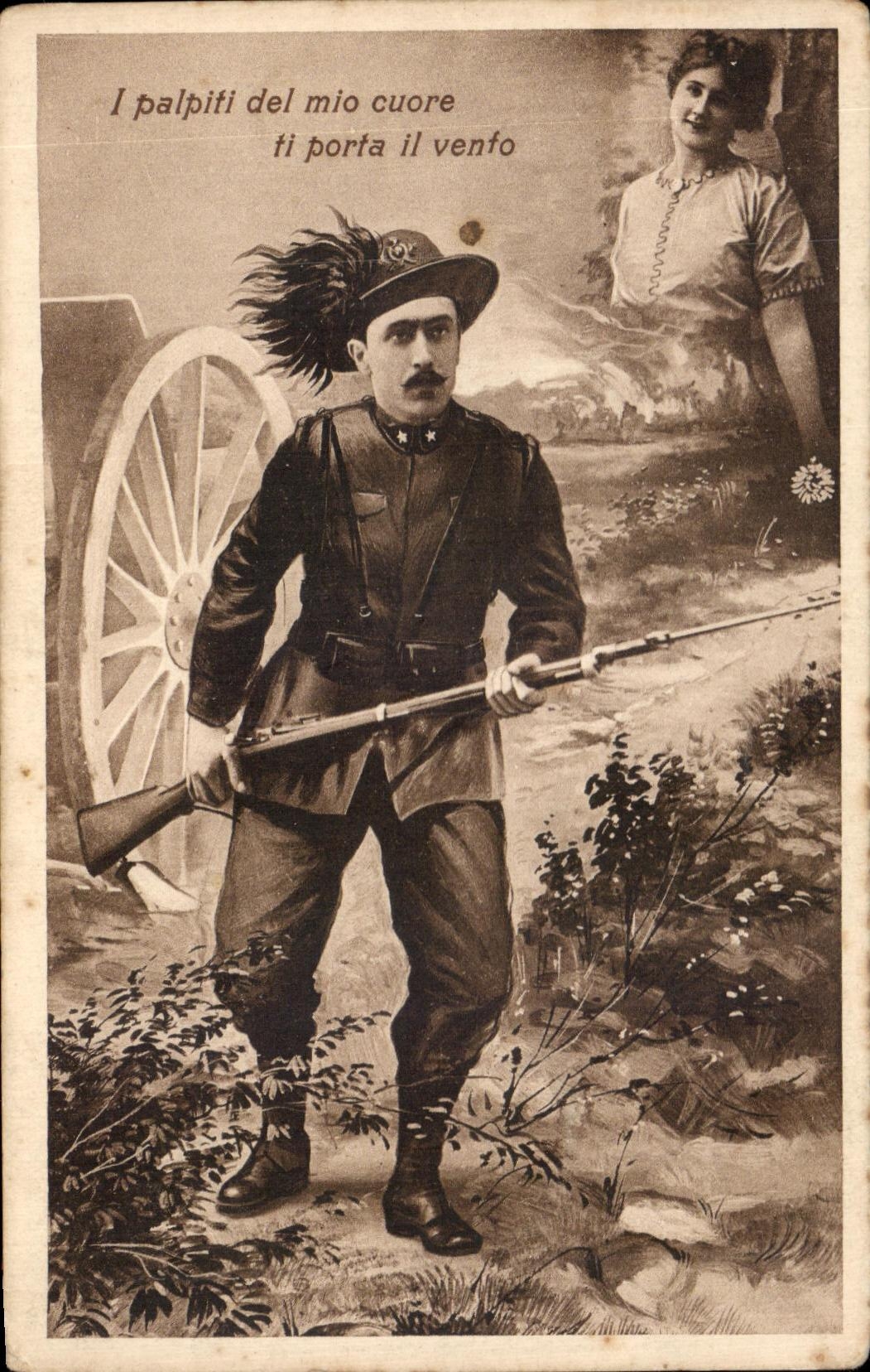 CPA I palpiti del mio cuore ti porta il venfo Militaria Soldat 