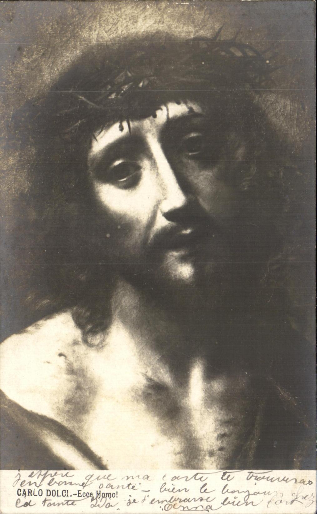 Jésus portant la couronne d'épines — peinture de Carlo Dolci — éditeur non visible