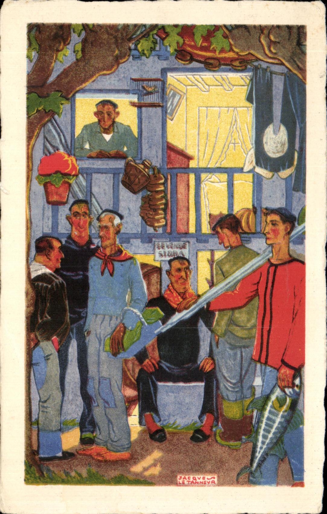 CPA Pecheurs d apres les Gouaches originales Jacques le Tanneur 