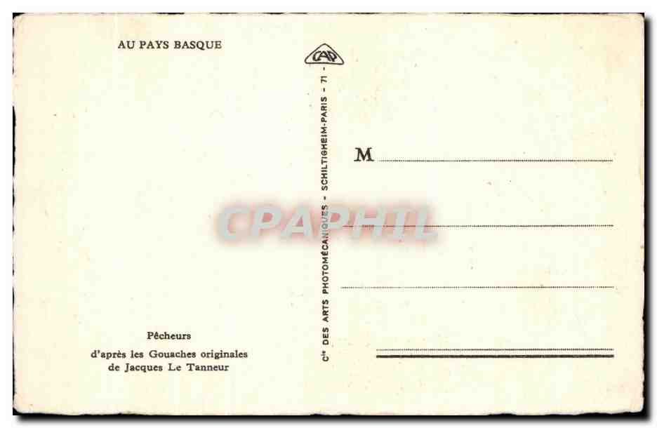 CPA Pecheurs d apres les Gouaches originales Jacques le Tanneur  — Verso