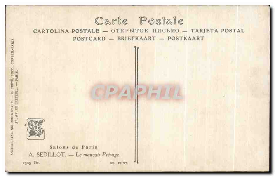 CPA Le mauvais Presage A Sedillot Salons de Paris  — Verso