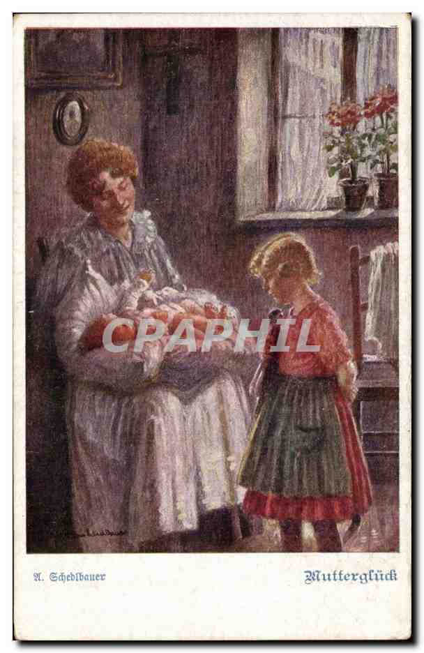 CPA Schedlbauer Muttergluck Enfant et bebe