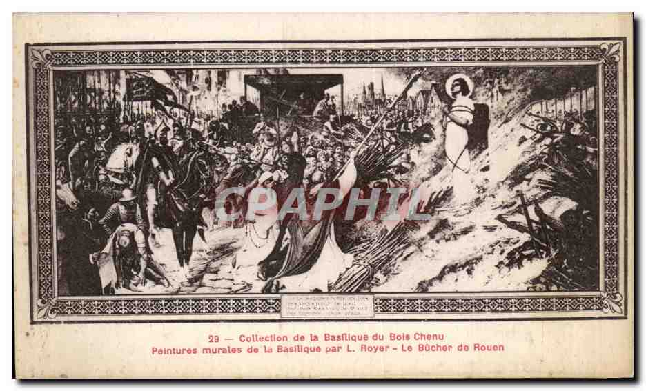 CPA Basilique du Bois Chenu Peintures murales par Royer Le bucher de Rouen Jeanne d arc