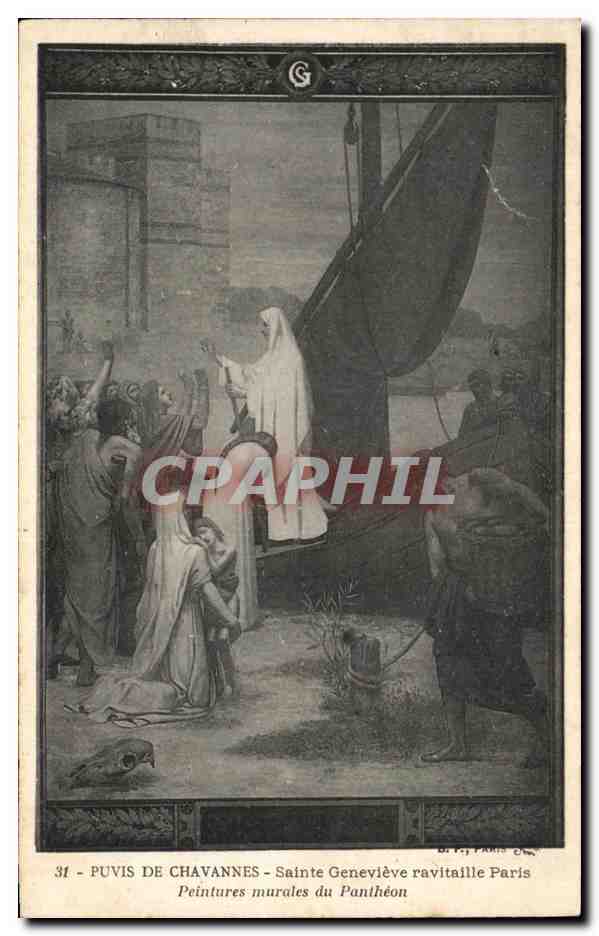 CPA Puvis de Chavannes Sainte Genevieve ravitaille Paris Peintures murales du Pantheon Paris 