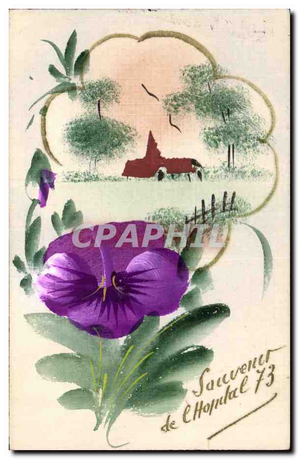 CPA Fantaisie Fleurs Souvenir de l hopital 73