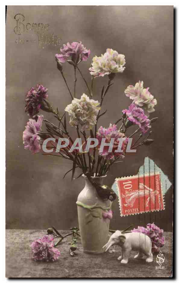 CPA Fantaisie Fleurs Elephant blanc