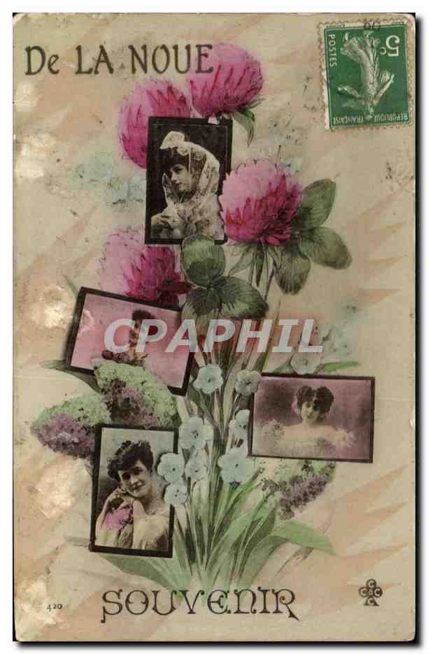 CPA Fantaisie Fleurs Femmes De la Noue Souvenir 