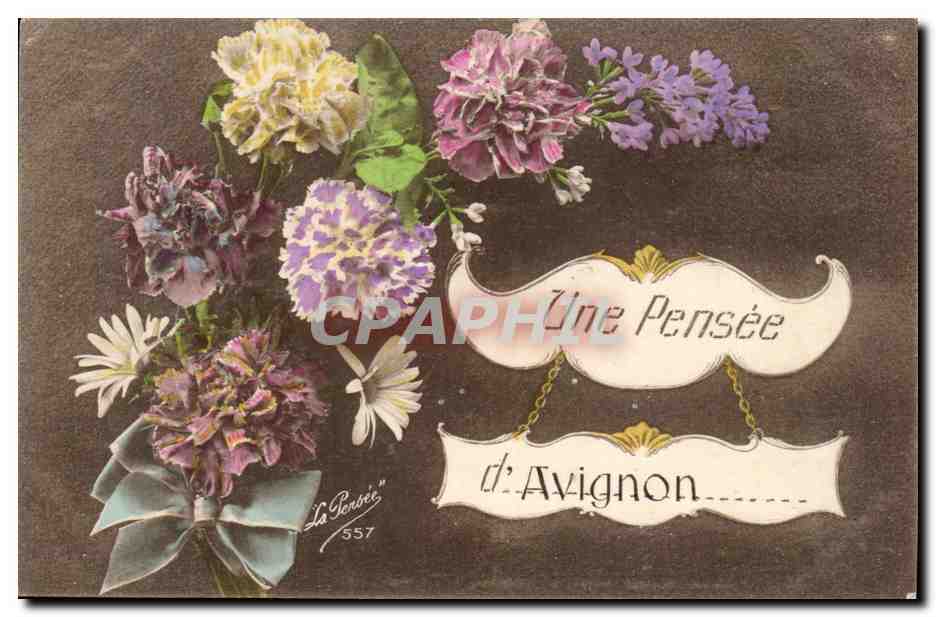CPA Fantaisie Fleurs Une pensee d avignon Avignon 
