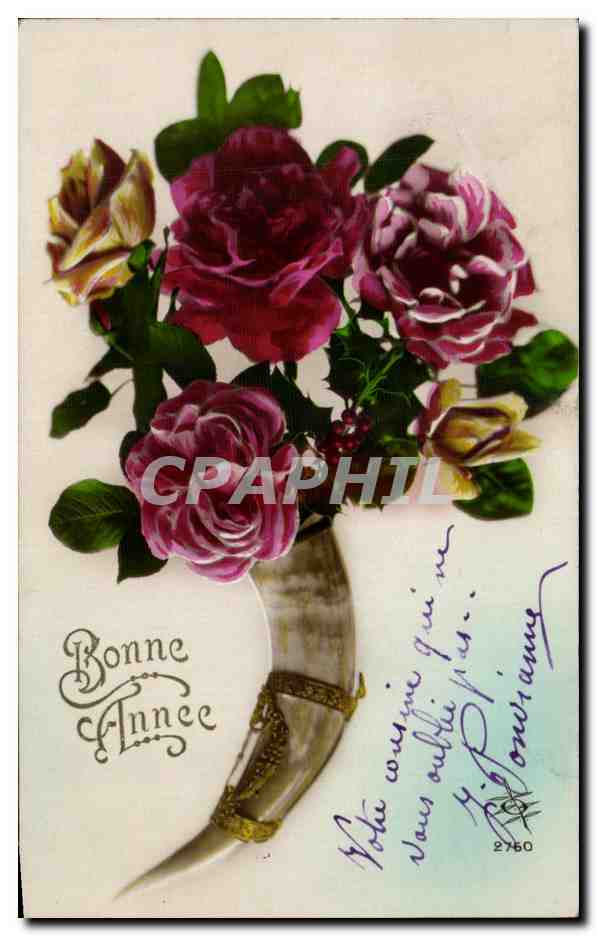 CPA Fantaisie Fleurs Corne d abondance