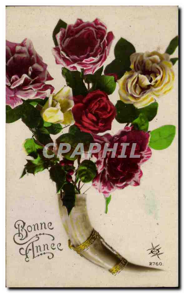 CPA Fantaisie Fleurs Corne d abondance