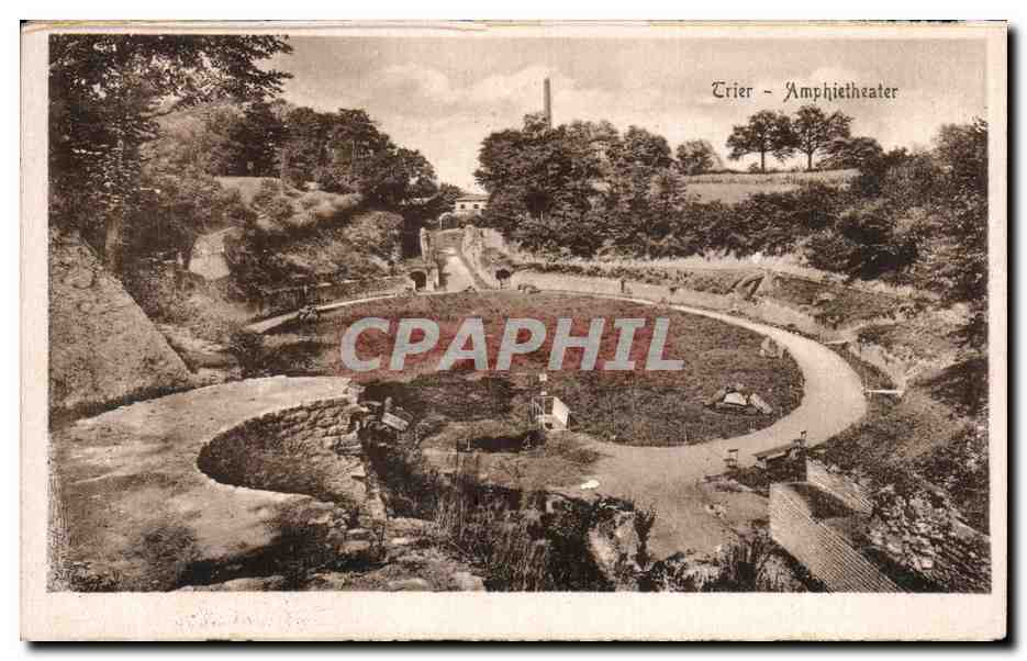 Trier - Amphitheater — vue des ruines et du chemin circulaire — éditeur Stöngel & Co., Dresden
