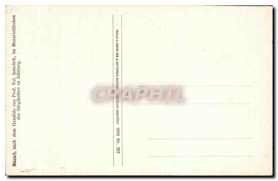 CPA Mozart Musique — Verso
