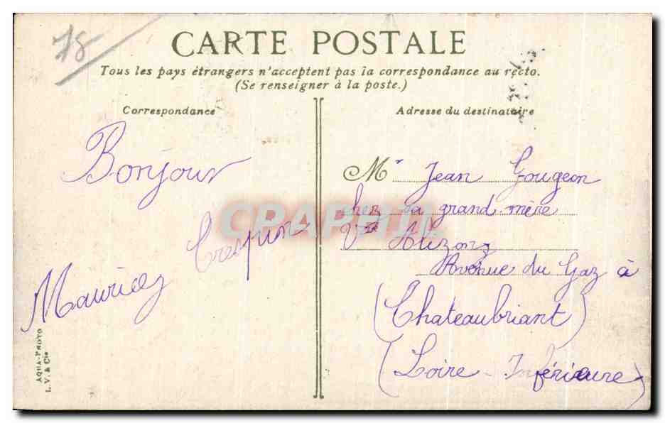 CPA Saint Germain en Lave Le Theatre et statue Thiers — Verso