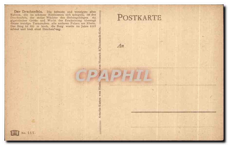 CPA Der Drachenfels Die kutmste und trptzigst — Verso