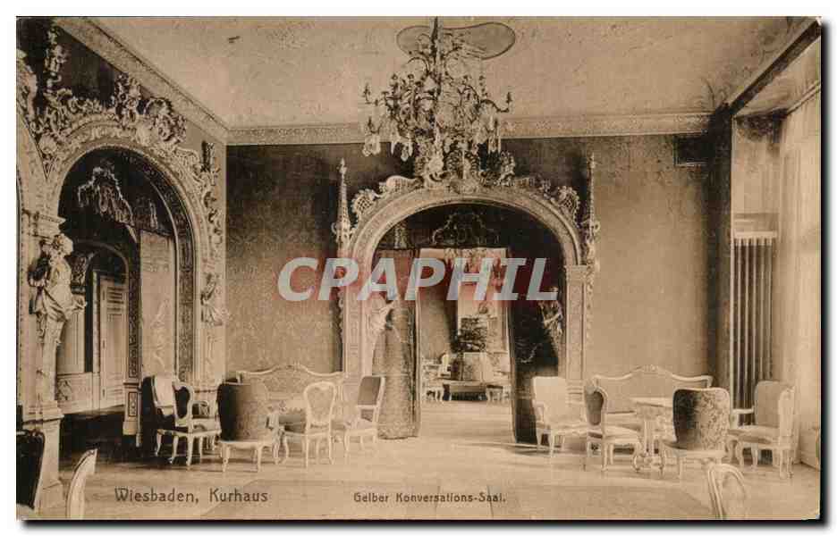 CPA Wiesbaden Kurhaus Gelber Konversations Saal