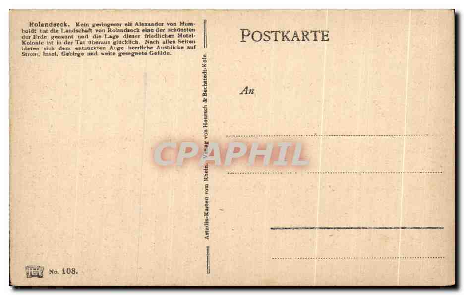 CPA Rolandseck und der Drackenfels — Verso