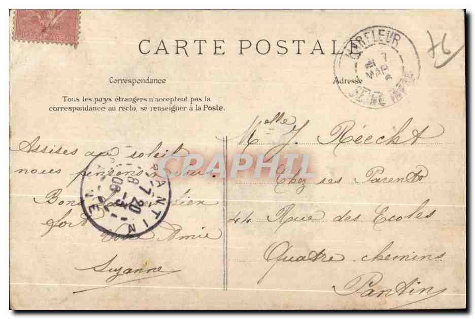 CPA Graville Sainte Honorine Les Ecoles — Rückseite