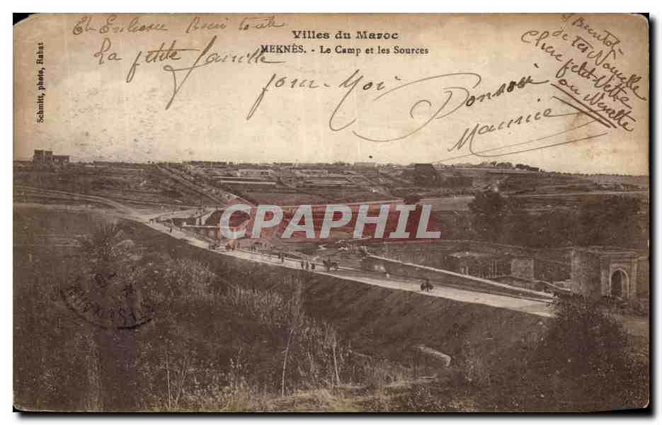 CPA Villes du Maroc Meknes Le Camp et les Sources