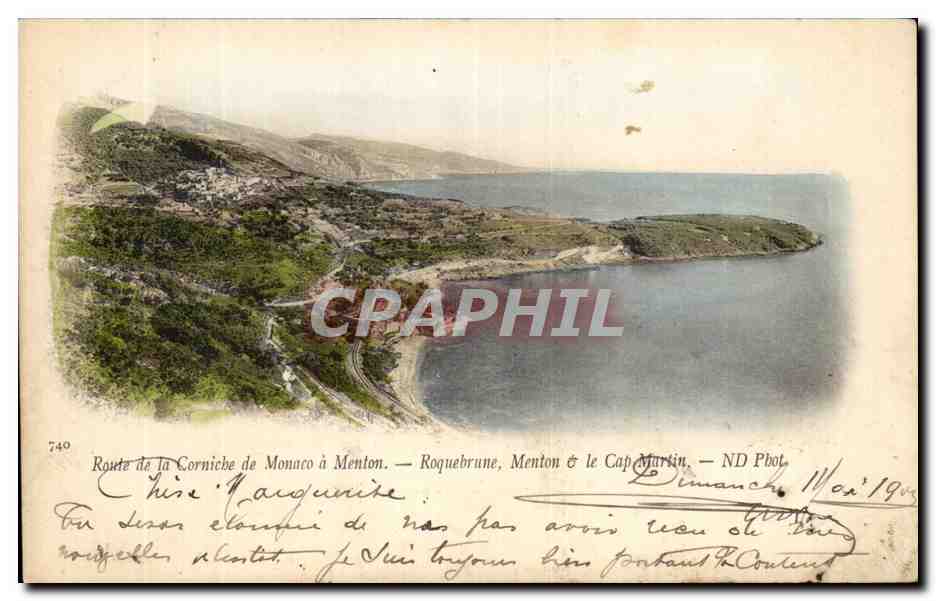 CPA Route de la Corniche de Monaco Roquebrune Menton le Cap Martin