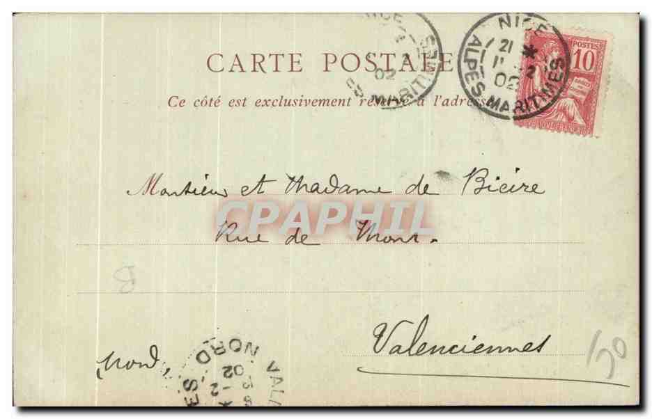 CPA Nice Les Ponchettes — Verso