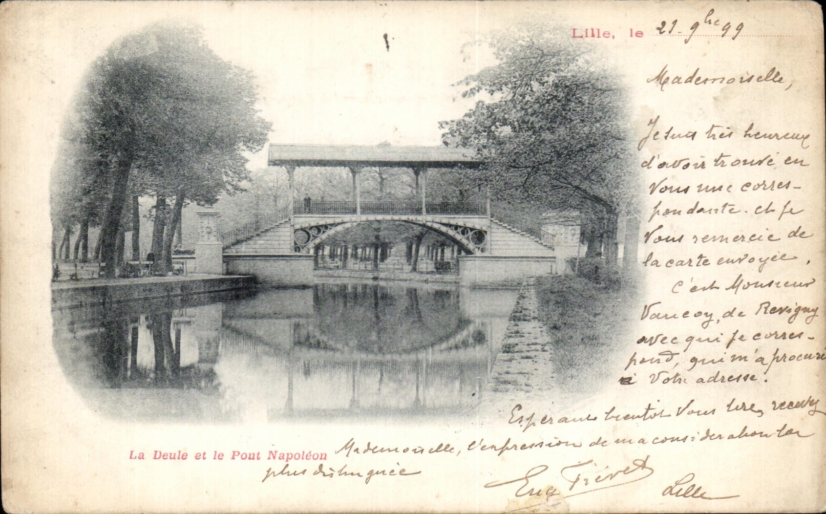 CPA Lille La Deule et le Pont Napoleon carte 1899