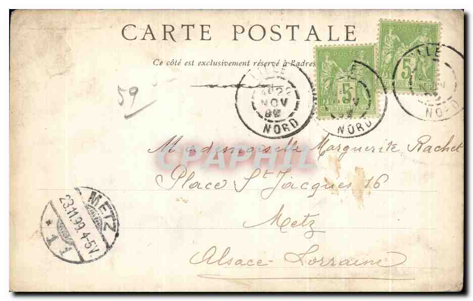 CPA Lille La Deule et le Pont Napoleon carte 1899 — Verso