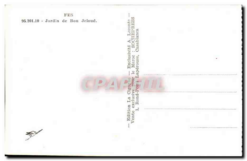 CPA Fes Jardin de Bou Jeloud Maroc  — Rückseite