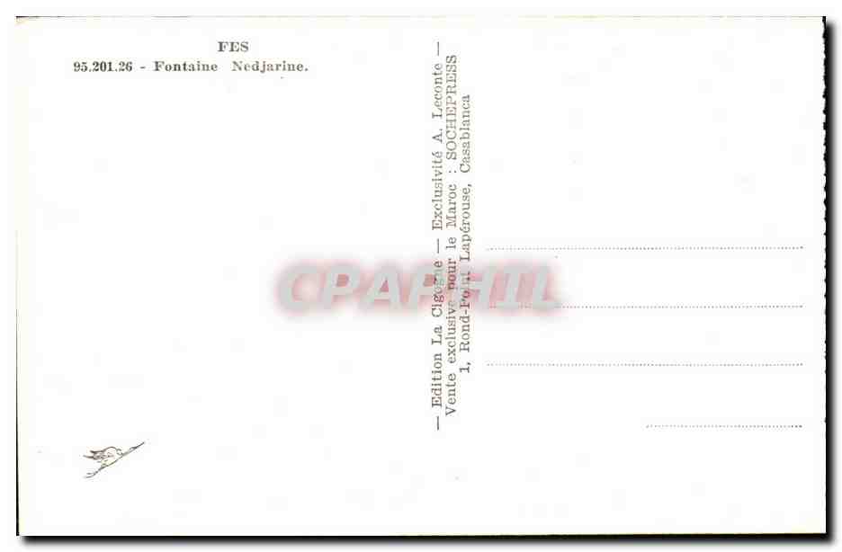 CPA Fes Fontaine Nedjarine Maroc  — Rückseite