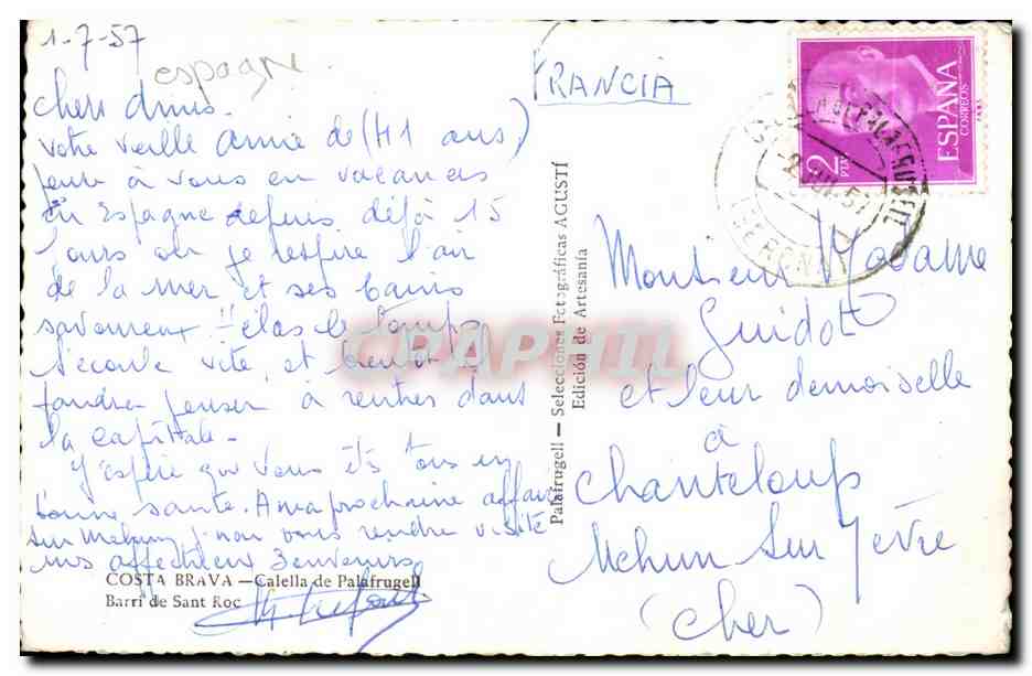 Costa Brava — Callella de Palafrugell — Barri de Sant Roc — éditeur Palafrugell — Rückseite
