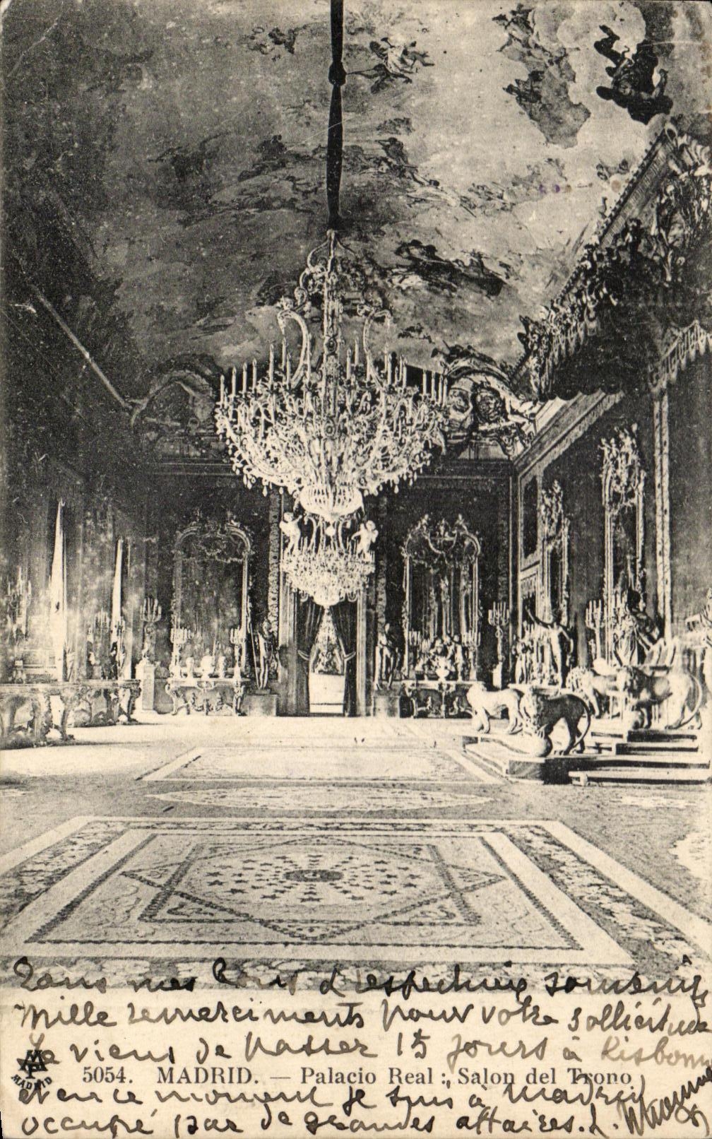 CPA Madrid Palacio Real Salon del Trono Lion