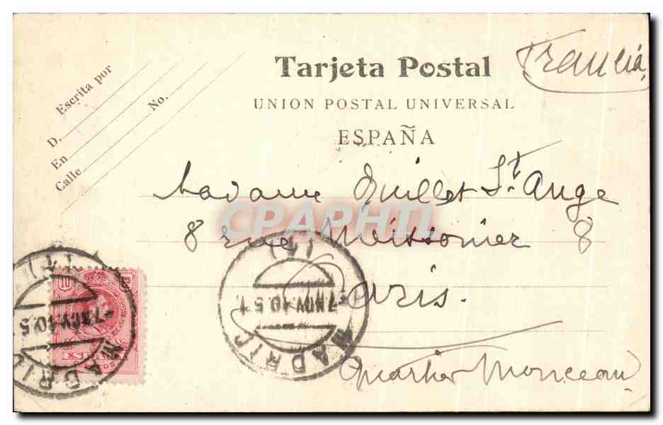 CPA Madrid Palacio Real Salon del Trono Lion — Rückseite