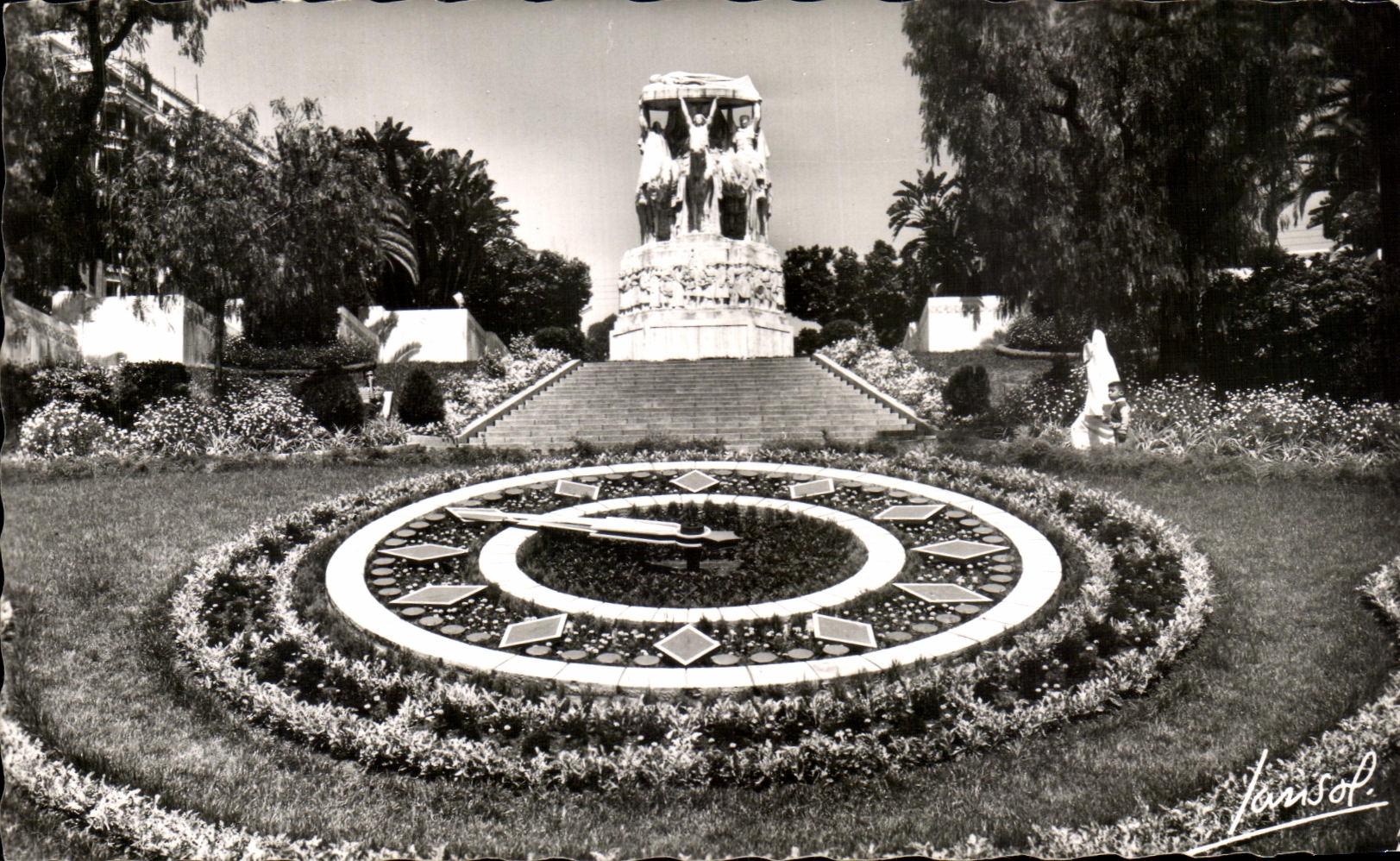 CPA Alger L Horloge Florale et le Monument aux Morts