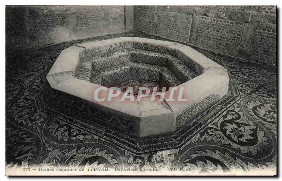 CPA Ruines romaines de Timgad Baptistere byzantin
