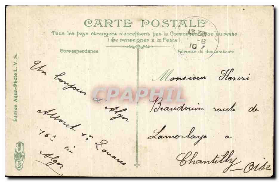 CPA Alger Le Theatre et la place de la Republiaue — Rückseite