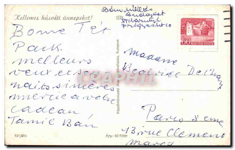 Fête de Pâques — Enfant décorant des œufs — Éditeur Képzőművészeti Áll. Művészeti Kiadó, n° 101/614 — Rückseite