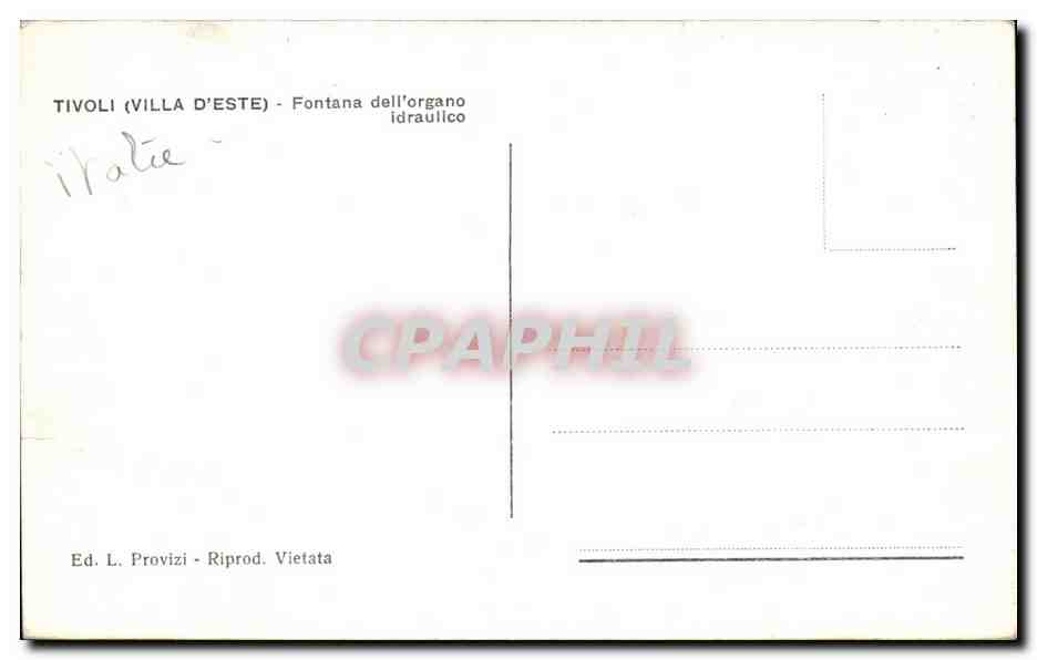 CPA Tivoli Fontana dell organo idraullco — Rückseite