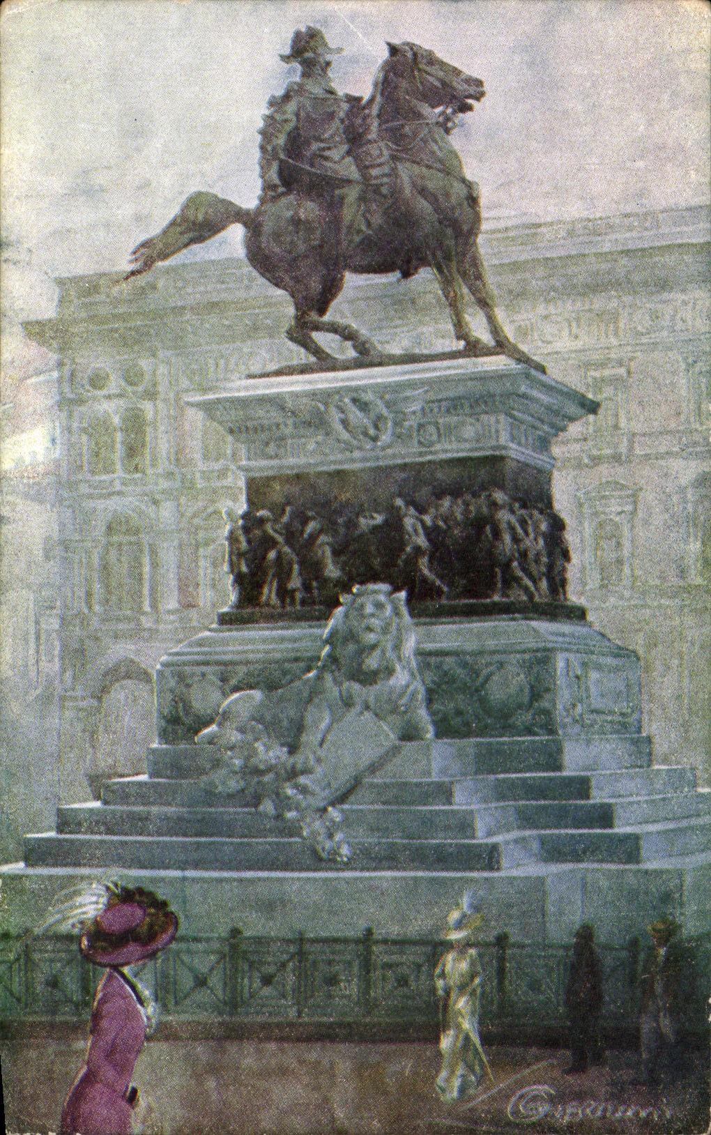 CPA Milano Menumento a Vitt Eman Lion