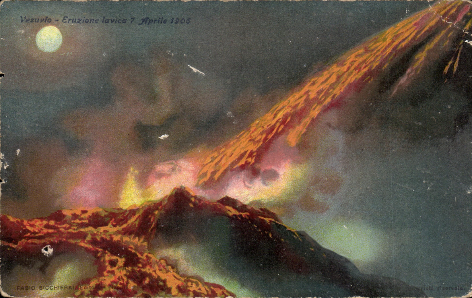 CPA Vezuvio Eruzione lavico Aurile 1908 Volcan