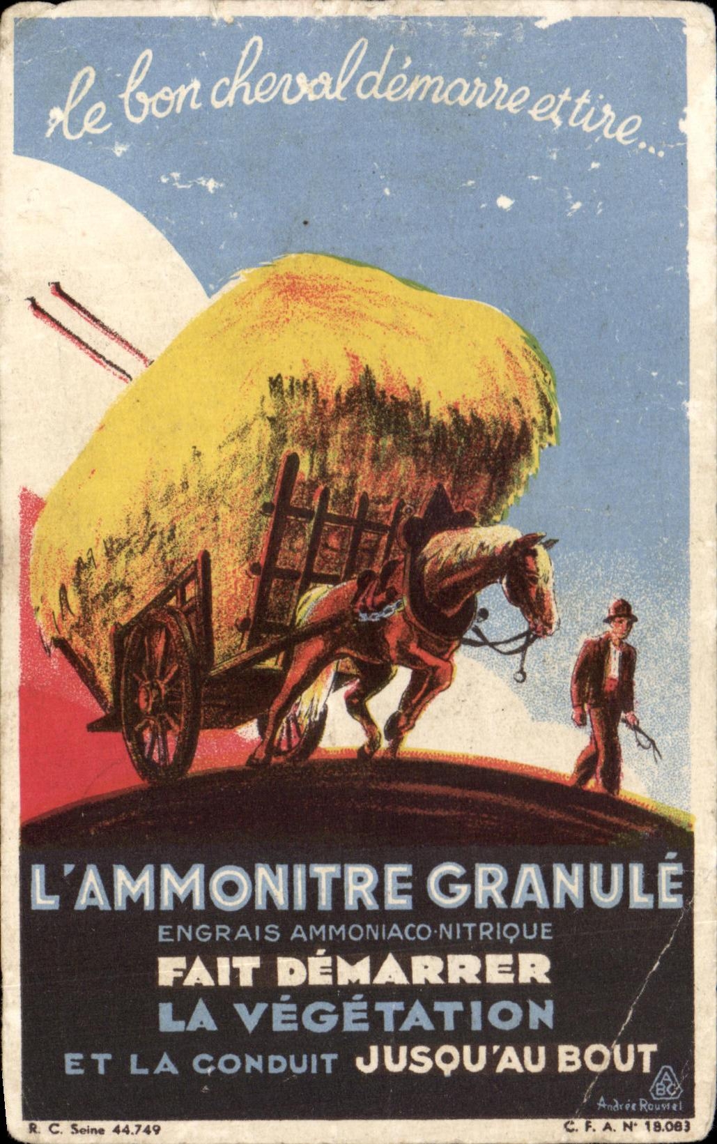 CPA L Ammonitre Granule Engrais Ammoniaco Nitrque Fait Demarrer La Vegetation La Conduit Jusqu Au Bout Cheval Publicite