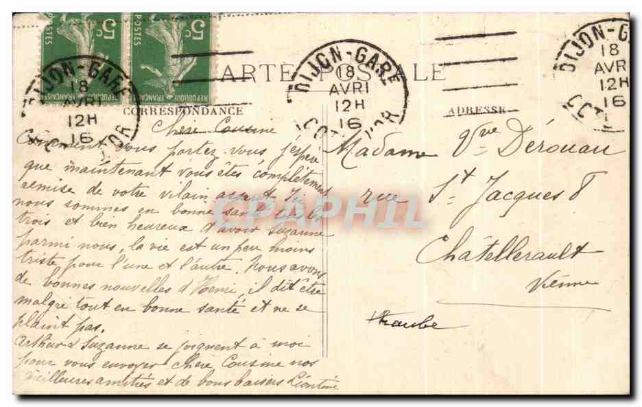 CPA Dijon Lycee de Jeunes Filles Rue Condorcet — Verso