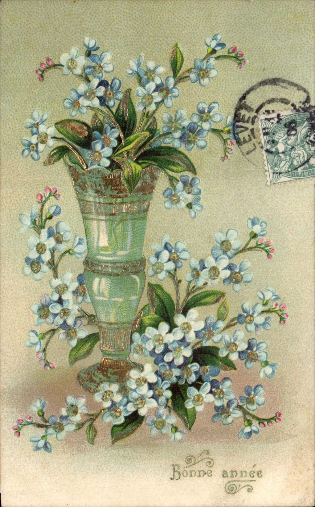 CPA Bonne Annee Fantaisie Fleurs 