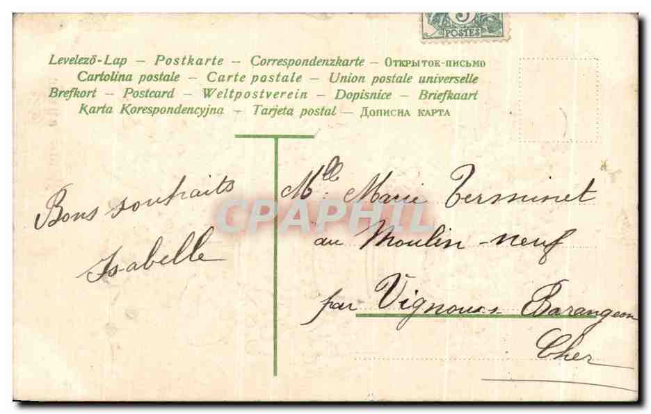 CPA Bonne Annee Fantaisie Fleurs  — Back