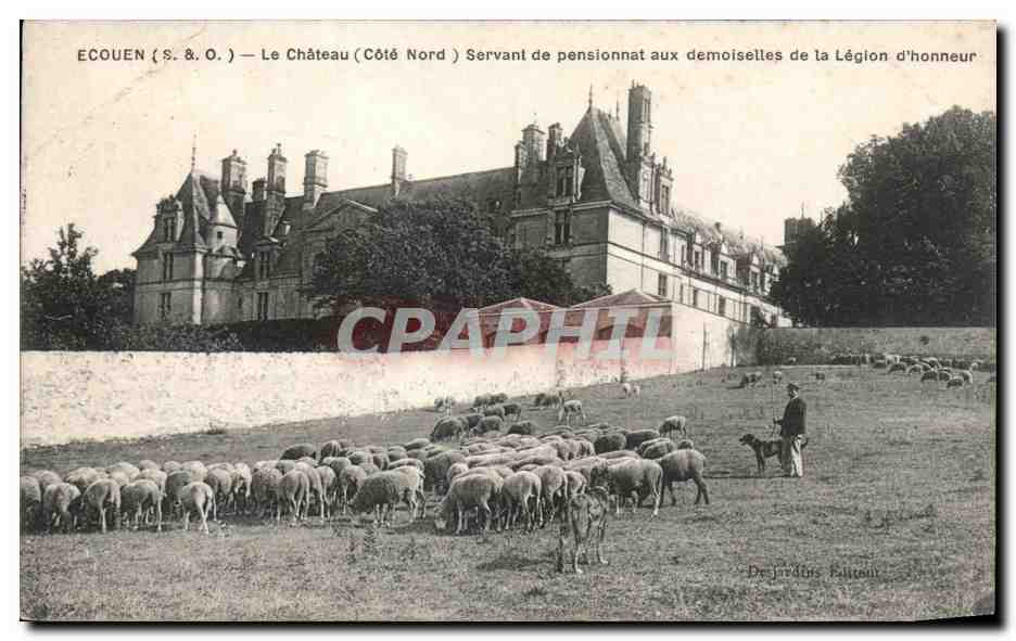 CPA Ecouen Le Chateau Servant de pensionnat aux demoiselles de la Legion d honneur Moutons Berger