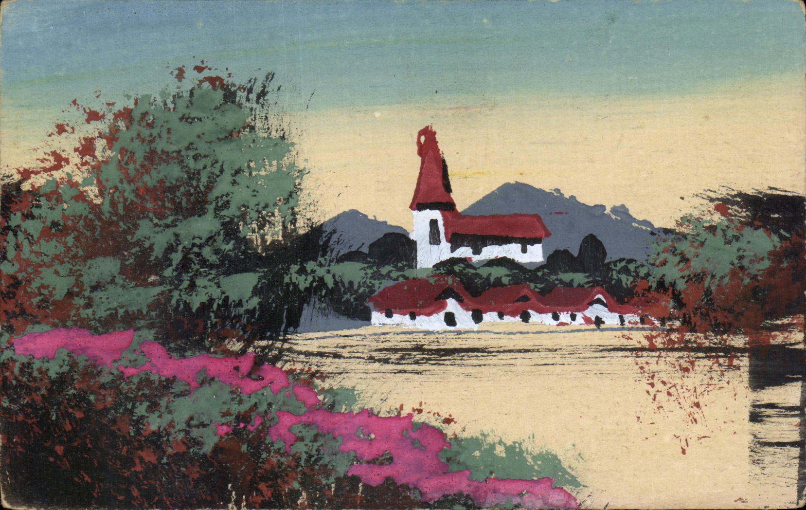 Dessin peinture Maison de village